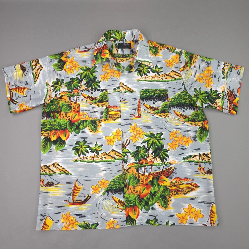 Vintage VanCort Shirt Mens XL Multicolor Hawaiian Tropical Short Sleeve Beach